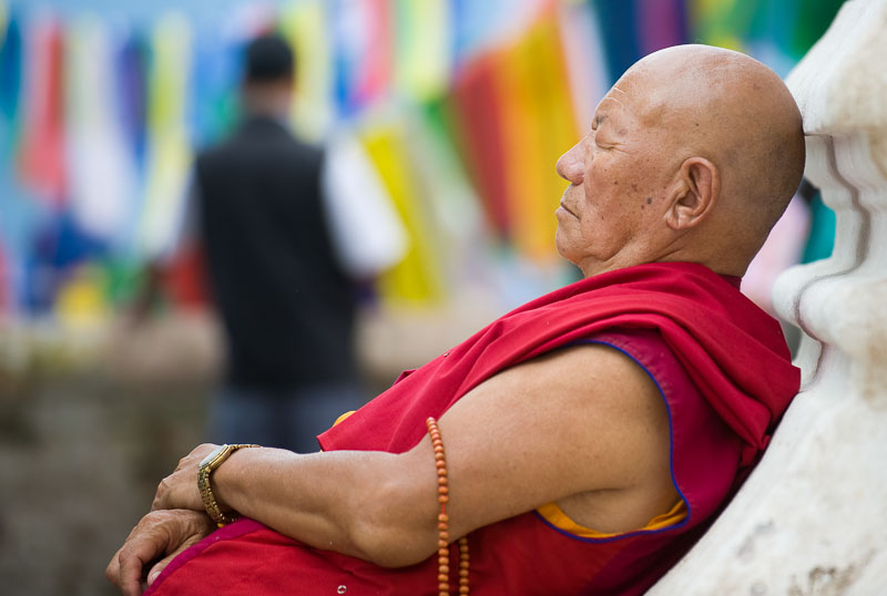 sleeping monk, nepal